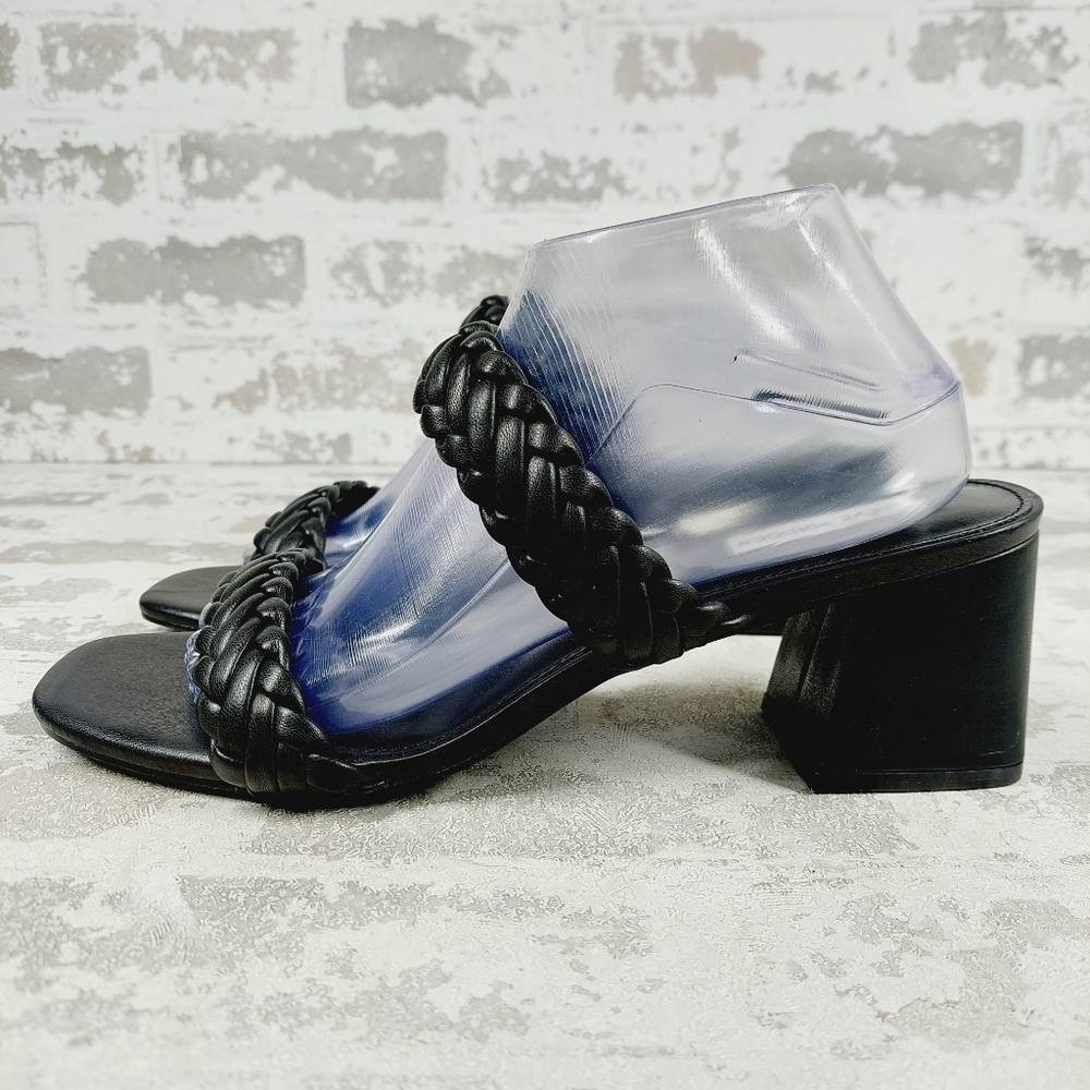 New Steve Madden Infused Black Braided Straps Block Heel Sandals i172